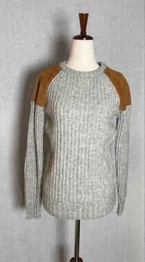 Madewell Uphill Gray Wool Alpaca Blend Suede Shoulder Elbow Patch Sweater
XS